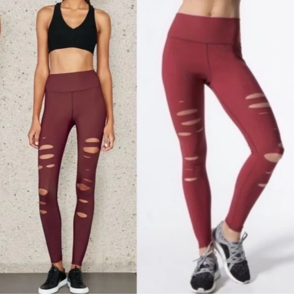 ALO Yoga Warrior Ripped High Rise Leggings Sz S